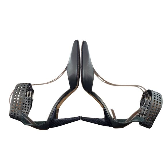 Bottega Veneta Heels Wide Cutout Ankle Cuff Metallic Pewter Silver Leather 6.5 - Picture 9 of 13